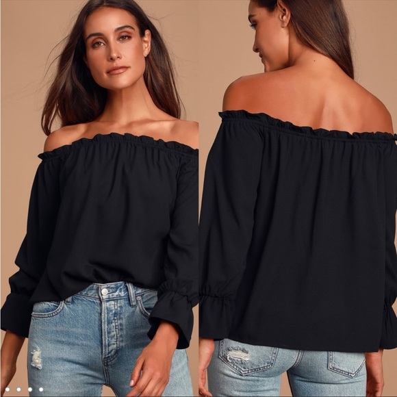 Lulus black off the shoulder top - Picture 1 of 5